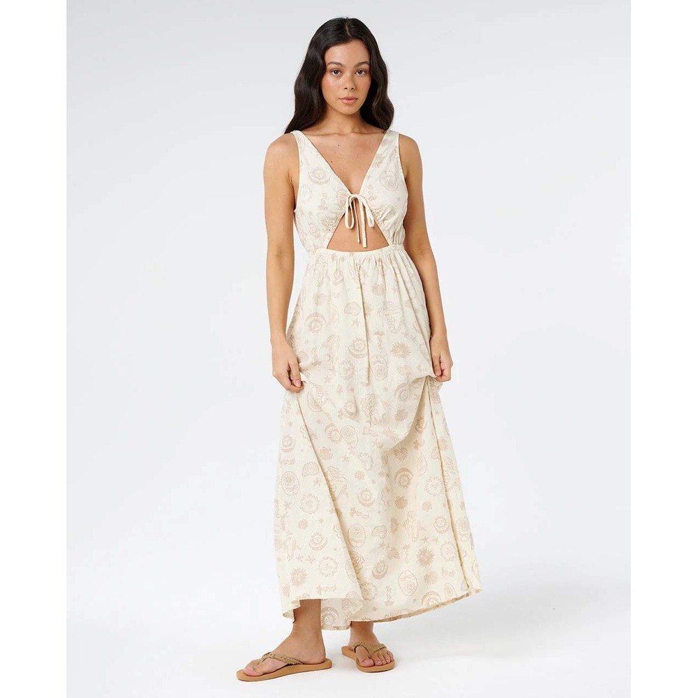 Rip Curl Women's Catalina Island Plunge Cutout Maxi Dress Natural - Size‎ Large